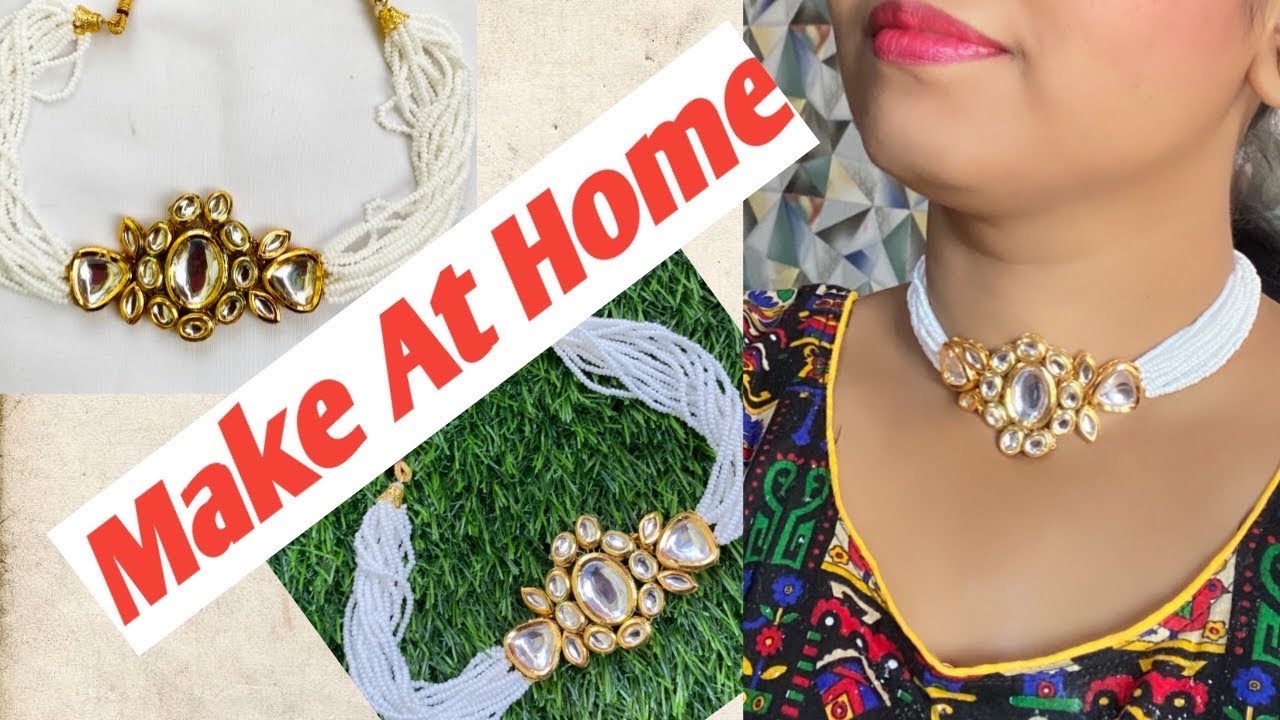 Kundan Choker Making At Home//Kundan choke necklace making// DIY Kundan Necklace #jewellerycreator
