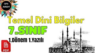 7.Sınıf TEMEL DİNİ BİLGİLER 1.Dönem 1.Yazılı Soruları ve Çözümü