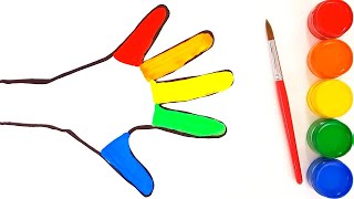 How to draw Hand for Kids | Rainbow Hand Glitter Drawing, Painting, Coloring for Kids screenshot 4