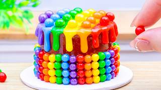 Miniature Chocolate Candy Cake 🍫 Rainbow Ball Cake Decorating | Tiny Cakes World