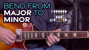 Go from major pentatonic to minor pentatonic by bending strings - Simple Guitar Lesson concept