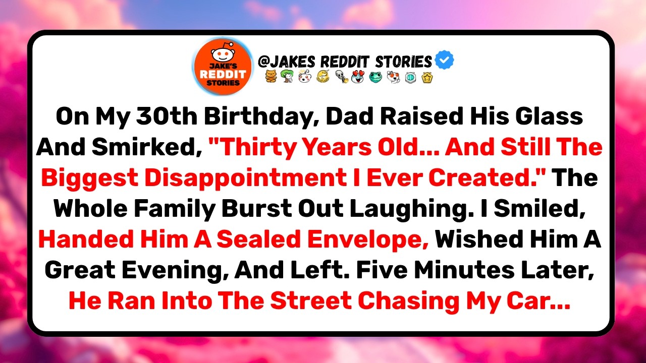 An ordinary birthday dinner turned into the moment everything changed. My dad raised his glass, looked straight at me, and smirked. "Thirty years old and still the biggest disappointment I ever...