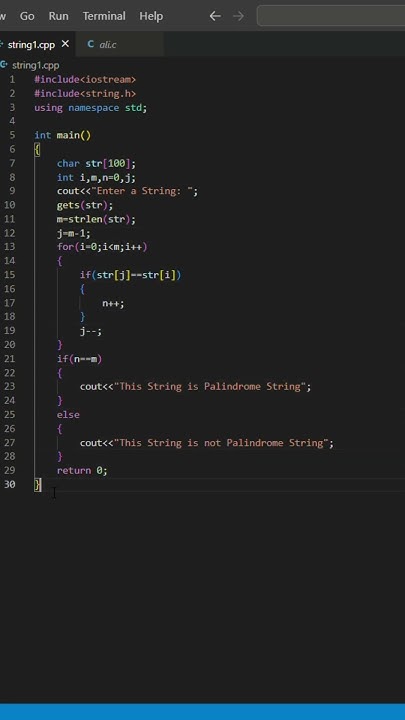 Palindrome String Program in C++🤩🤩🤩 #coding_for_beginners #coding ...