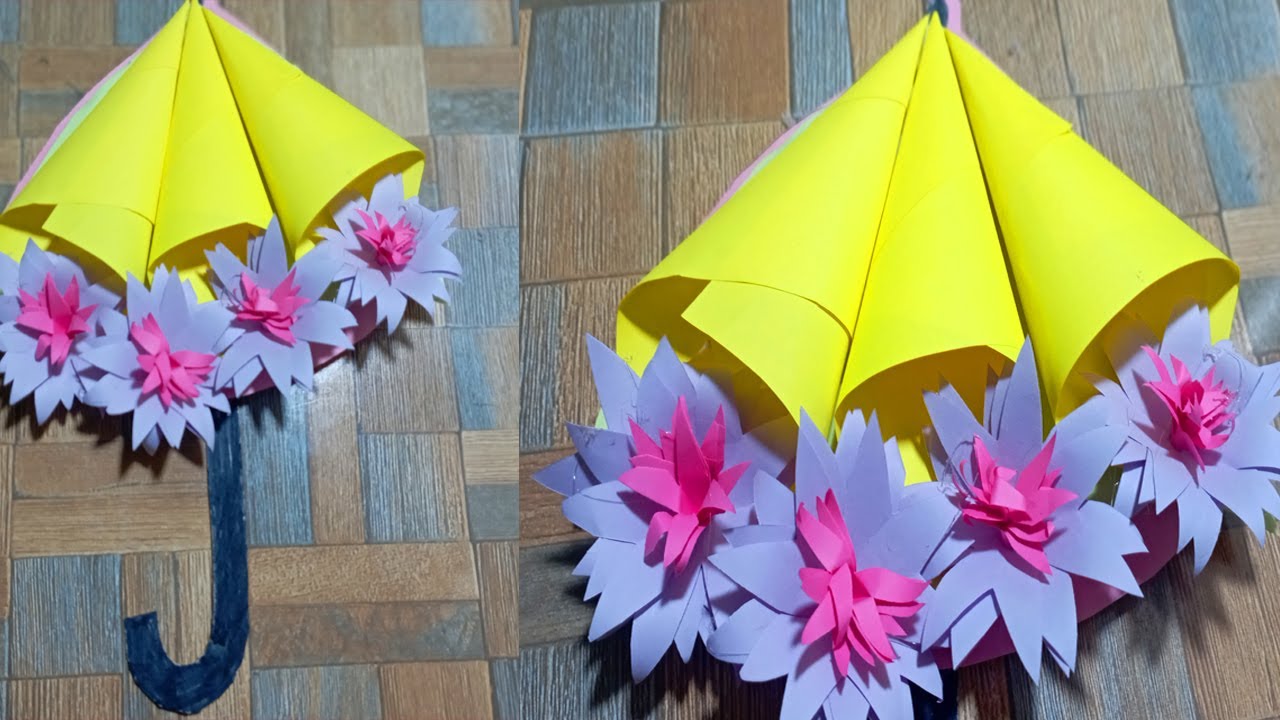 How to make a paper Umbrella that open and close//Very Easy Mukta Art