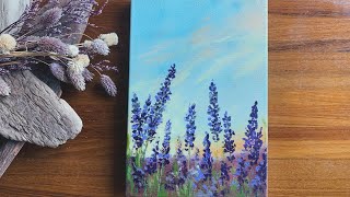 壓克力畫 初學者技巧| 夕陽下的薰衣草 | Acrylic Painting Tips | Lavender | Easy for beginners