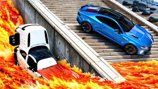 Cars vs Volcano Spit Lava all over the City - BeamNG Drive - 🔥 ULTIMATE Edition Compilation