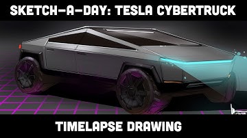 Sketch-A-Day: Tesla Cybertruck and Delorean