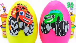Gigante Huevos Sorpresa Play Doh Blaze y Crusher | Aprender Colores con Play Doh para ninos