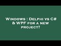 Windows  delphi vs c  wpf for a new project