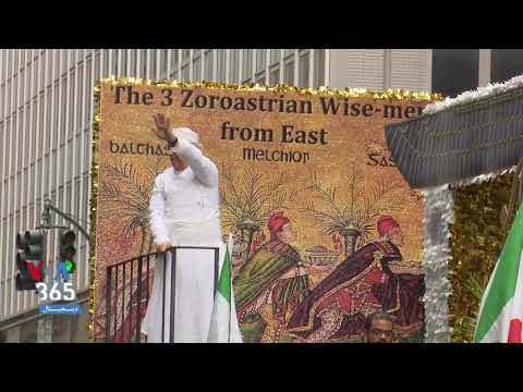 جشن رژه ایرانیان در شهر نیویورک نمایش پرچم شیر و خورشید ایران و رژه زرتشتیان