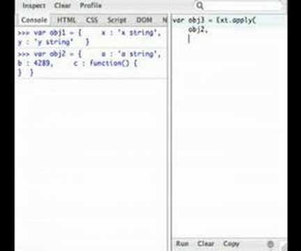 Ext JS Screencast #003 Ext.apply