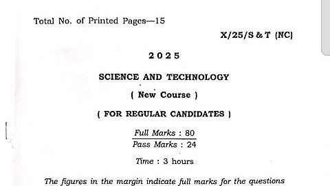 Class 10 science question paper 2025 Mbose