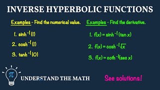 Evaluating and Differentiating Inverse Hyperbolic Functions (Step-by-Step Examples) | Calculus 1