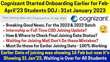 Cognizant Started Onboarding Earlier for Feb-April