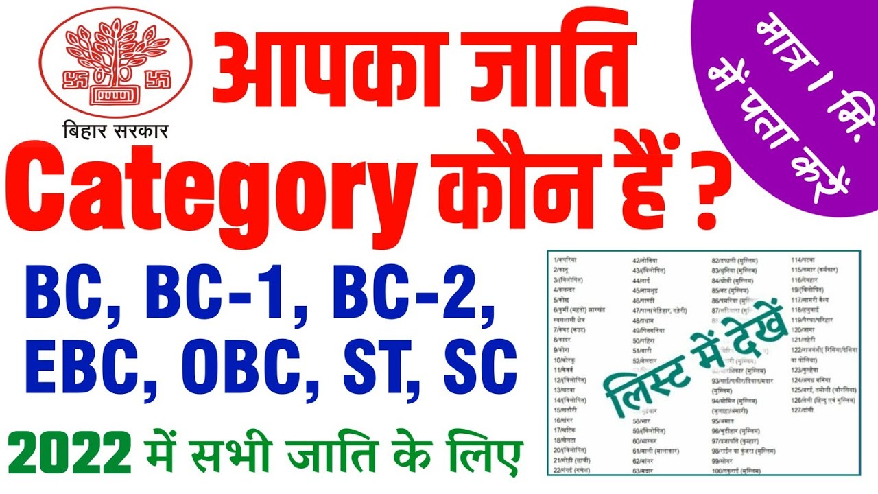 Category OBC EBC BC1 BC2 SC ST Bihar Caste central-caste-certificate-format-obc-certificate-format-for-central
