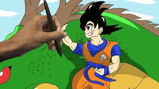 Drawing Goku flying with Shenron