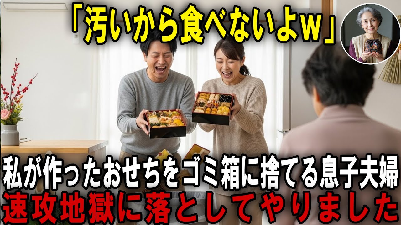 私が3日かけて作ったお手作りおせちを速攻ゴミ箱に捨てる息子夫婦。我慢の限界で地獄に落とした結果