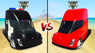 Police Tesla Semi vs Normal Tesla Semi in GTA 5 - which is best?