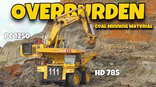 Excavator Komatsu 1250 Loading Overburden with Caterpillar 773 Komatsu 785, Borneo Coal Minning