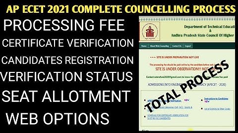AP ECET 2021 COMPLETE COUNCELLING PROCESS| CERTIFICATE VERIFICATION| WEB OPTION| CANDIDATE LOGIN