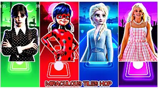 Wednesday Addams 🆚️ Miraculous ladybug 🆚️ Elsa Frozen 🆚️ Barbie 🎶 Tiles Hop Edm Rush