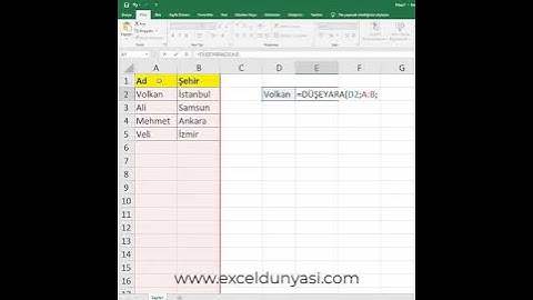 Excel ile düşey ara formülü kullanımı - exceldunyasi.com