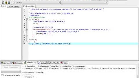 Programación en c Ejercicio 14: Números pares | Ciclo for