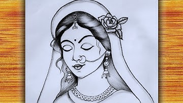How To Draw Radha Rani Face-Outline Drawing
