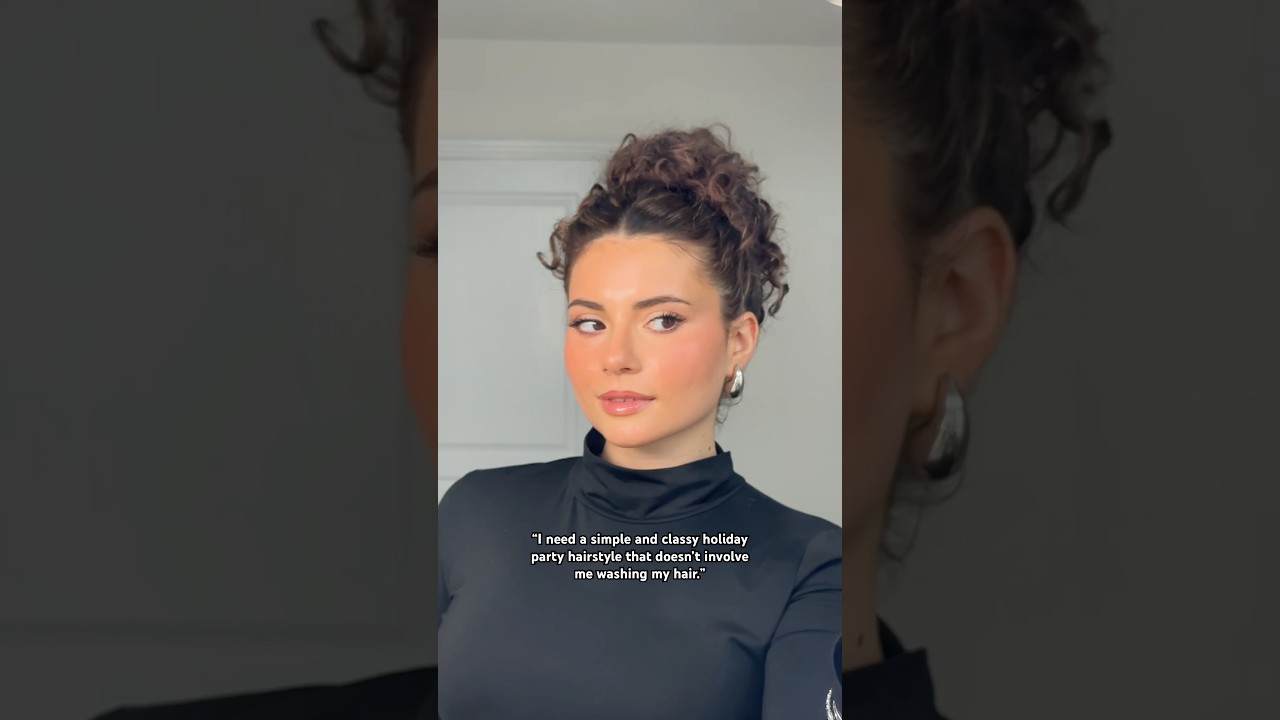 EASY MESSY BUN HOLIDAY CURLY HAIRSTYLE ?