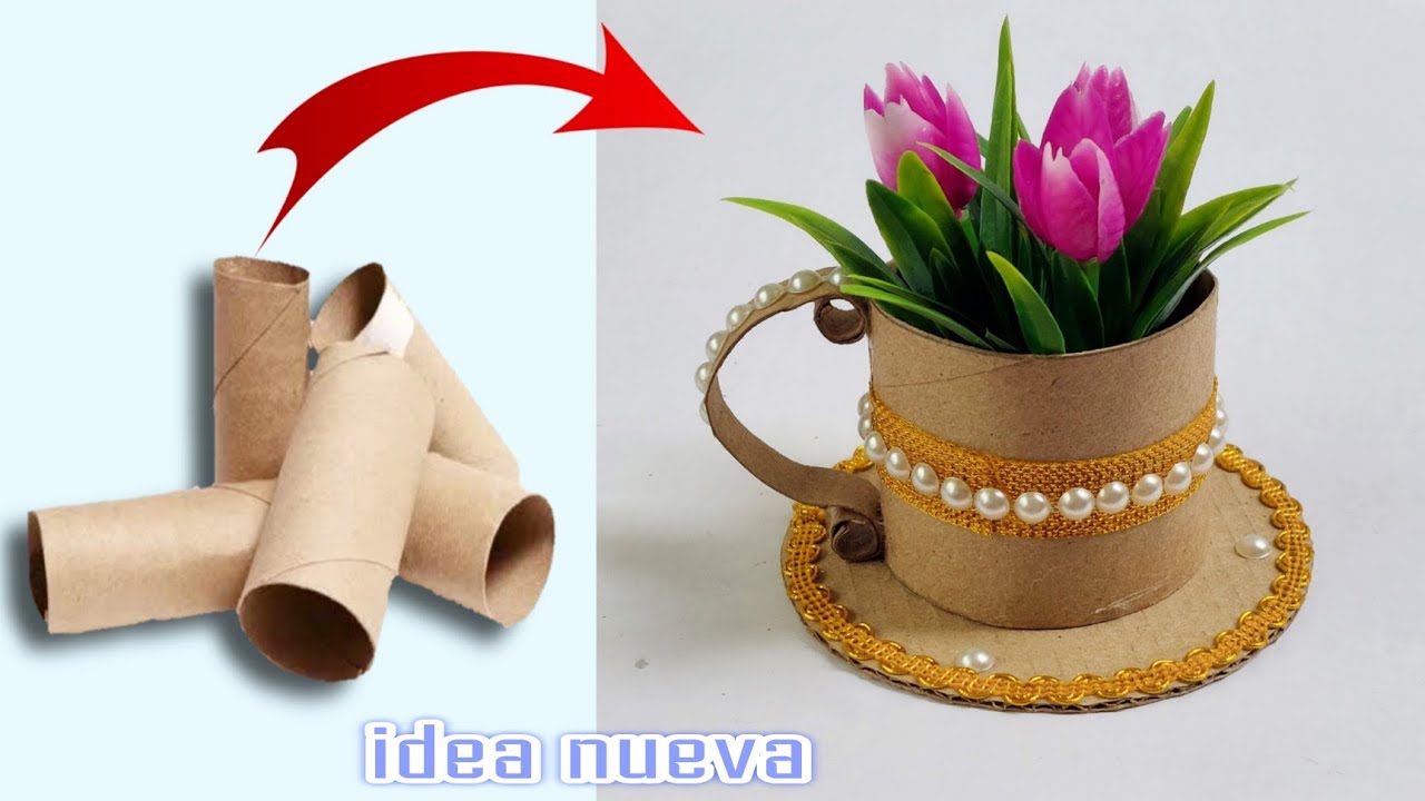 HERMOSAS IDEAS de reciclaje cesta con rollos de papel higiénico 💖 