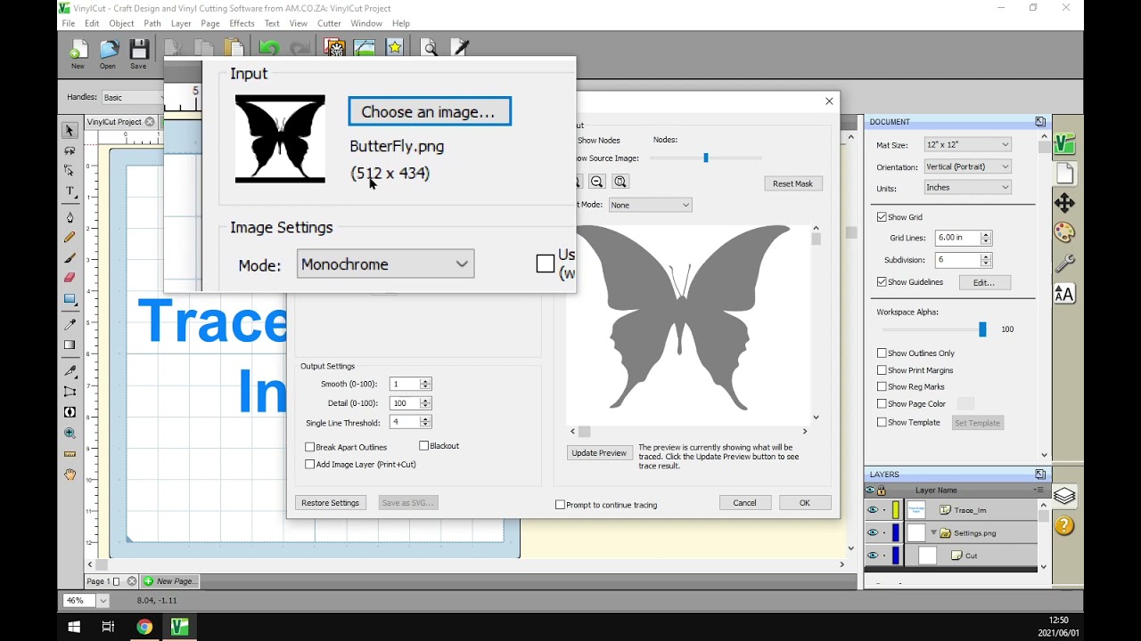 VinylCut 5 Software In-depth Look at the Trace Image Input Properties, Step by Step Video