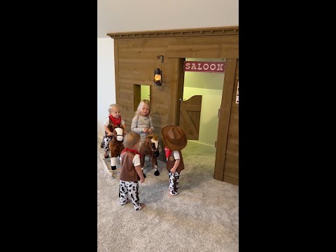 Triplet Dad builds Cowboy Saloon and Jail in his House! thumbnail