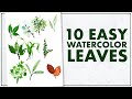 Easiest Way to Paint TEN Different Leaves with Watercolor!