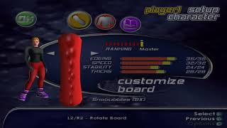 SSX (2000) - Character select, outfits, boards and end screens