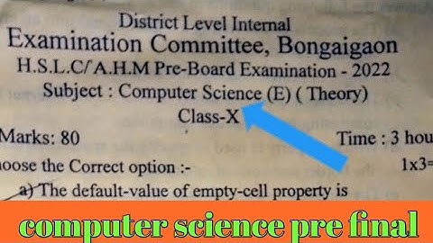 class 10 pre final computer science question paper 2022||2022 computer science pre final question