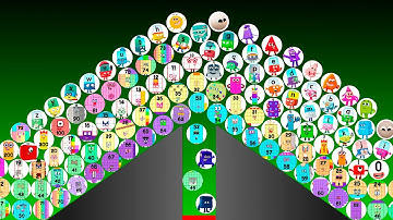 ALL LEARNINGBLOCKS Marble Race in Algodoo - Who Will Win? Alphablocks vs Numberblocks Marbles