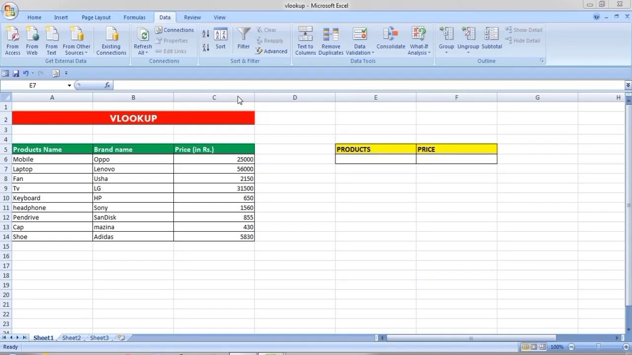 VLookup with exact match- MS Excel (in Hindi) - YouTube