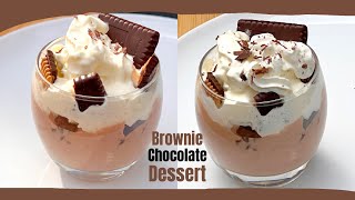 1 minute Chocolate Brownie Dessert || Chocolate mousse | brownie dessert recipe