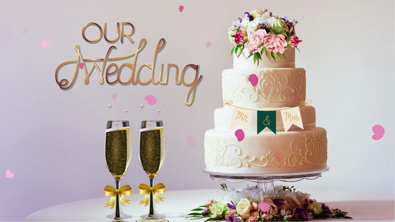 Animated Our Wedding TV Background, Wedding Cake TV Background, Wedding Celebration Background