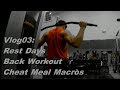 Vlog03: Rest Days - Back Workout - Cheat Meal Macros