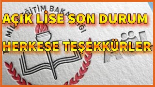 AÇIK LİSE TÜM HERKESE TEŞEKKÜR EDERİM DESTEKLERİNİZ İÇİN. 5 GÜNDÜR NEDEN VİDEO ATMIYORUM?
