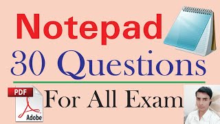 Notepad Important Objective Questions Some important questions of Notepad New Idea Computer Techn...