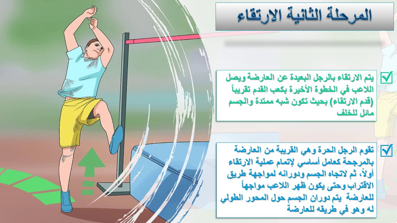 يتم ارتقاء اللاعب في الوثب العالي على القدمين