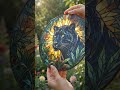 Majestic Black Panther &amp; Jungle Sunrise Stained Glass Art 🐆☀️ #shortsvideo