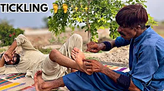 ASMR FEET TICKLISH MEN MASSAGE BY STREET BARBER ABBAS FOR RELAX | FOOT REFLEXOLOGY \ LEG MASSAGE