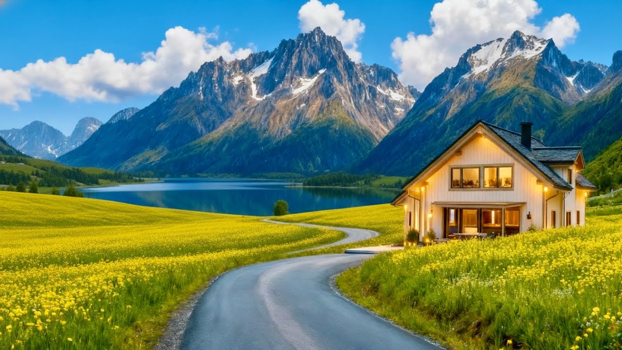 Swiss Village, Slow Driving in Switzerland | Piano Mood ,4K