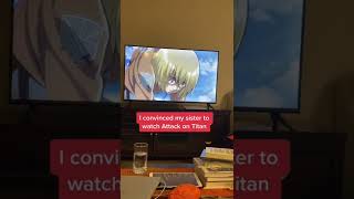 MY SISTER REACTING TO ATTACK ON TITAN Resimi