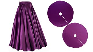 DOUBLE CIRCLE SKIRT  Umbrella skirt cutting and stitching steps | Double full flare umbrella skirt