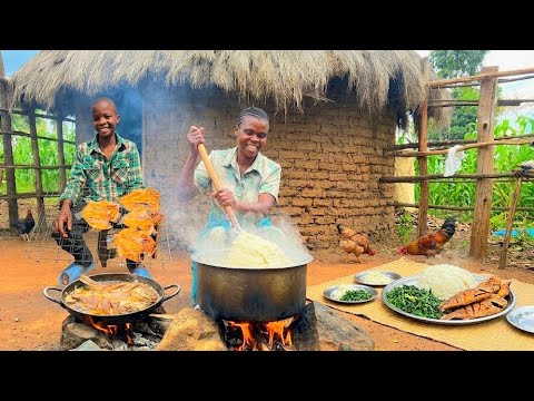 Authentic Secrets of Traditional Cooking in Our Afrivan Village Life,.Hot Ugali With Fried Fish