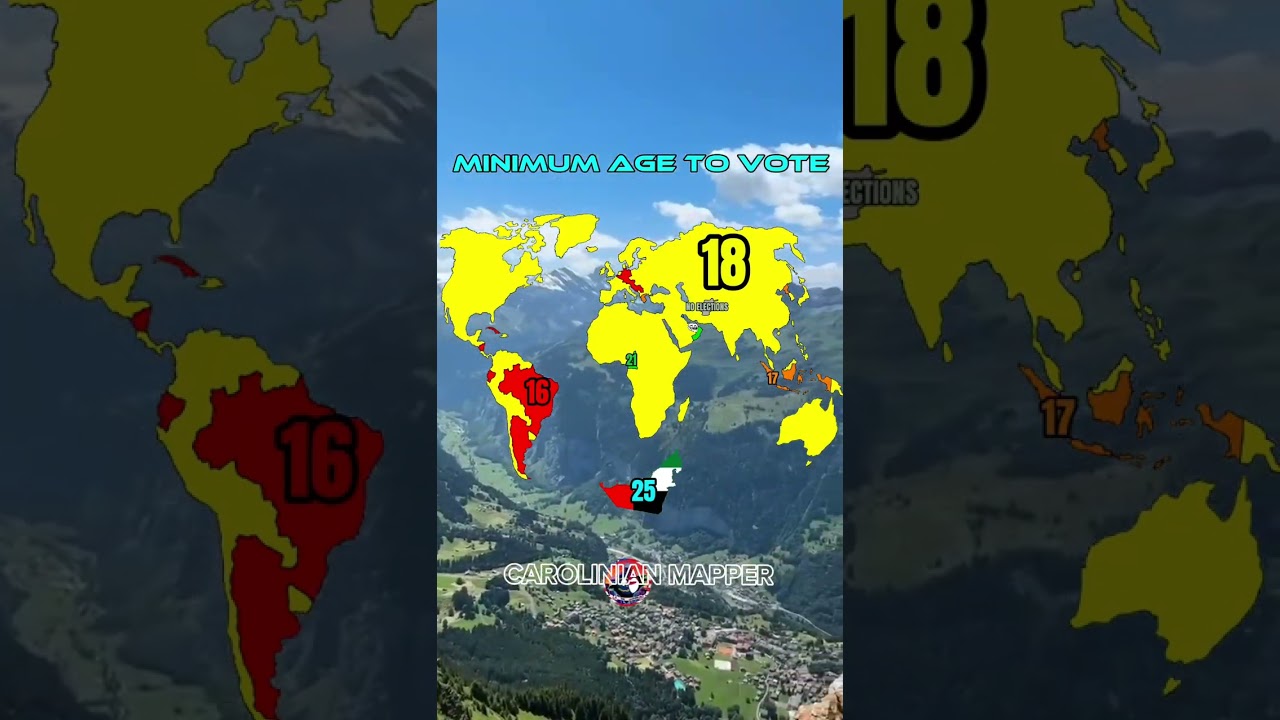 Minimum age to vote #mapper #mapping #geography #vote #countries #countrys #world #worldmap #maps